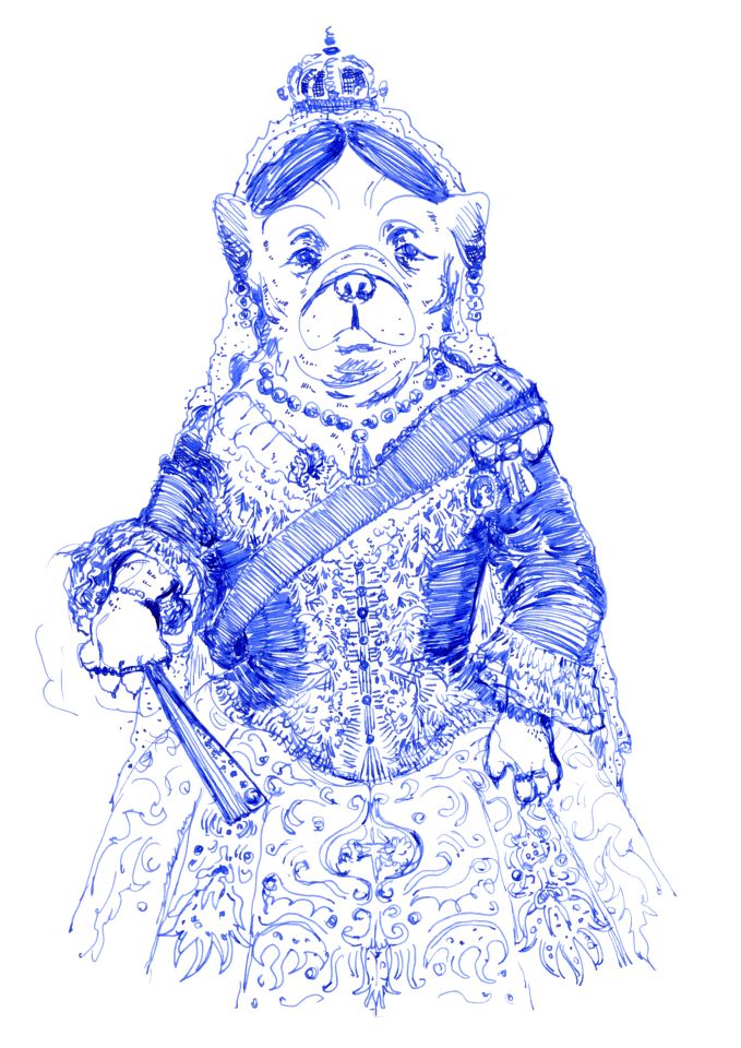 Illustration of Queen Victoria as a pug