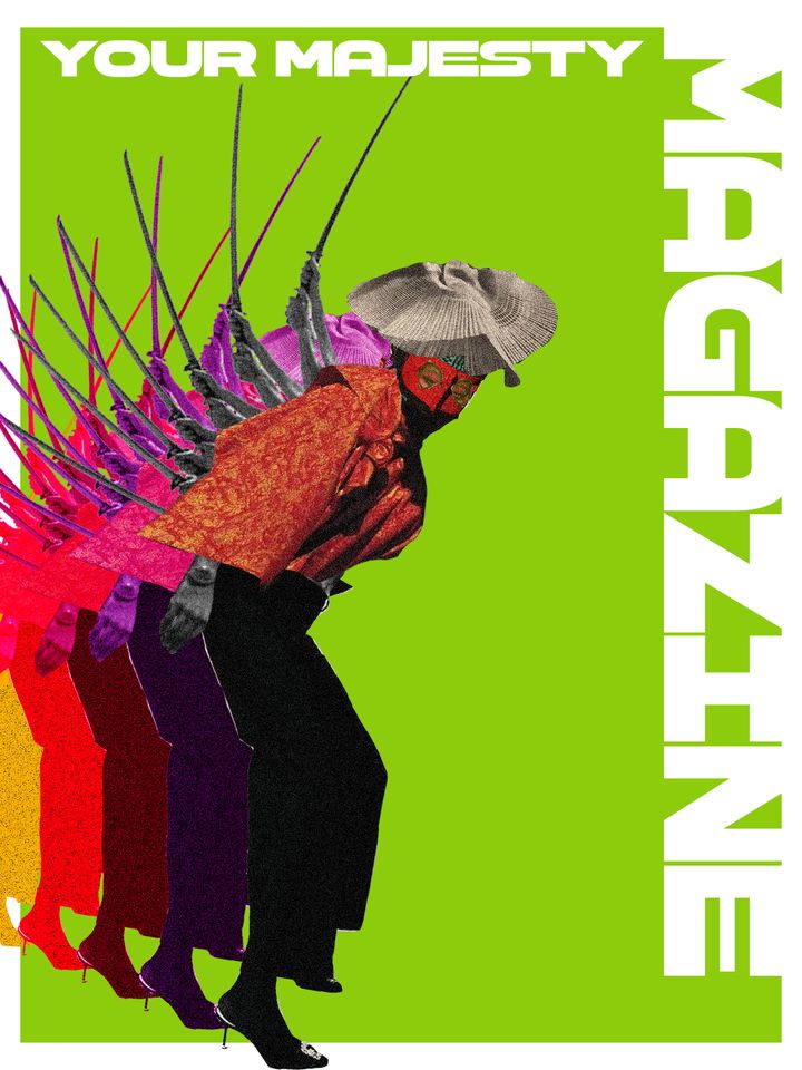 Image of a person with a green background and white text
