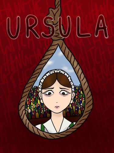 Image of a young woman in old fashioned clothes with a noose encircling her face and the title "Ursula"