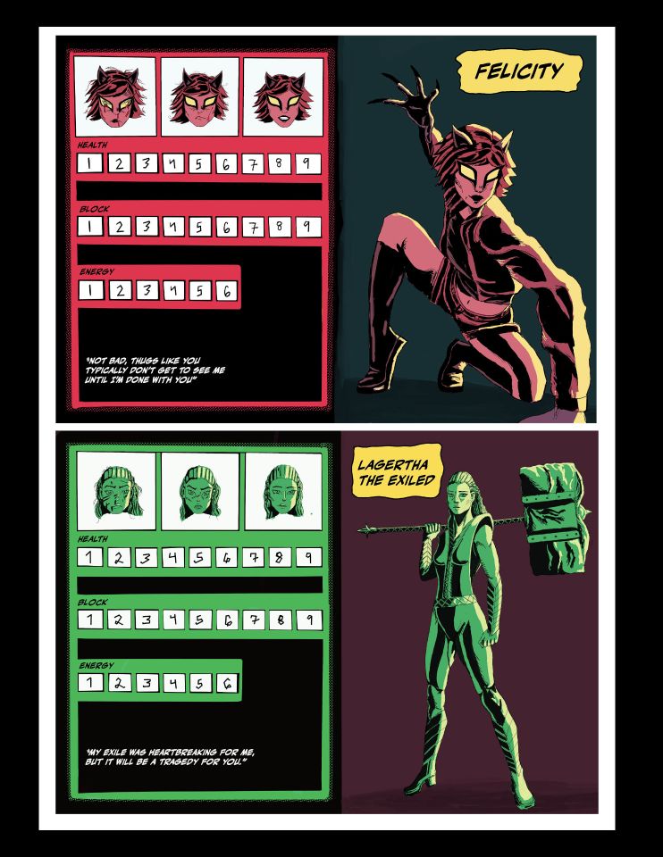 Two images of hero boards from the game nightwatch, including stats