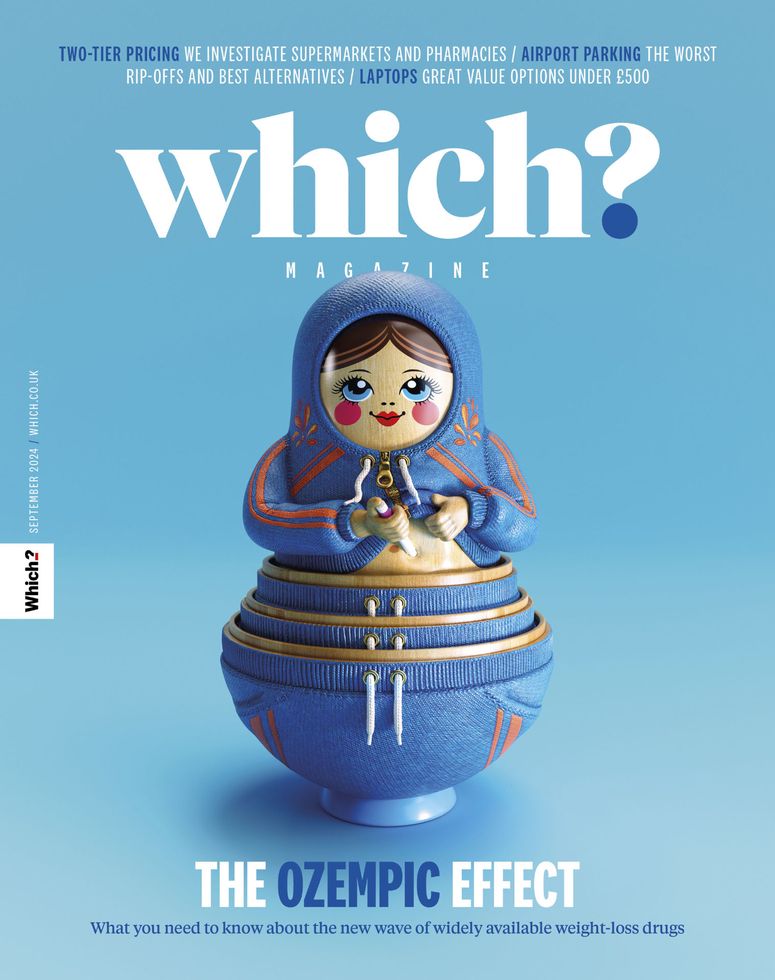 Cover of Which magazine showing russian doll injecting its stomach