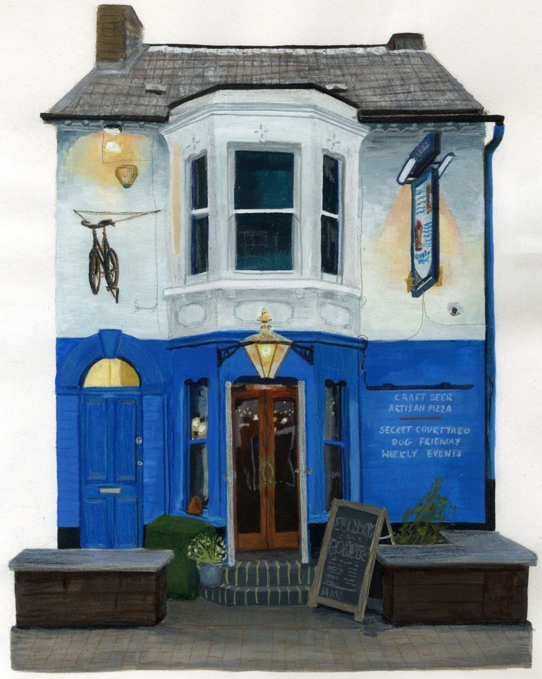 Painting of Salisbury Arms pub in Cambridge