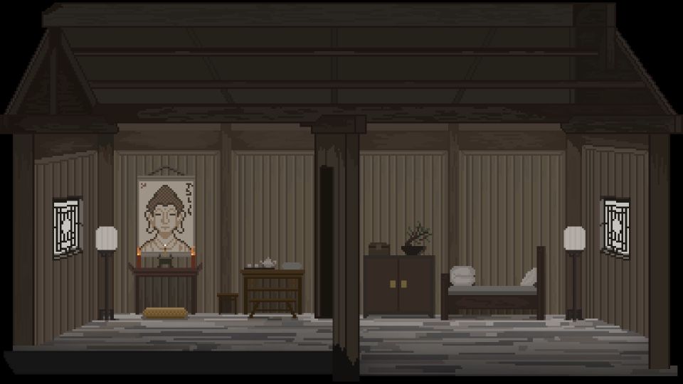 CGI scene of japanese building interior