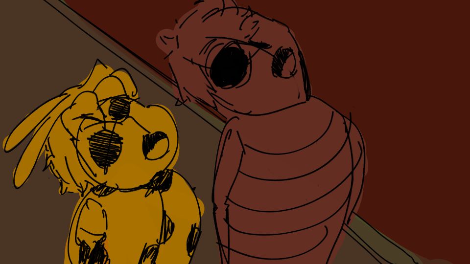 Illustration of two boys staring up at sky with mouths open