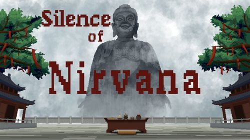 CGI scene of giant Buddha statue in front of altar, with japanese buildings and trees either side