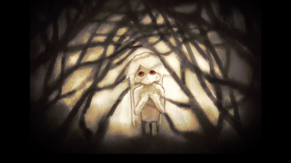 Illustration of a girl lost among tree branches looking worried