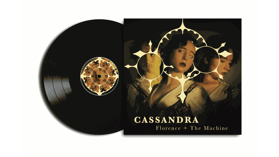 Mockup of a record with three women on the front