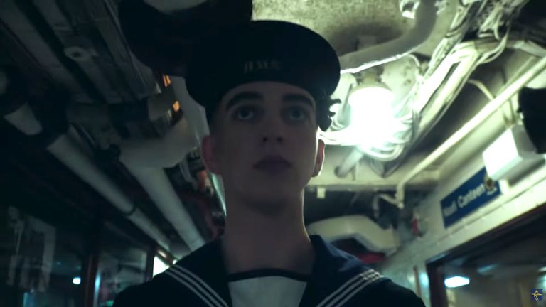 Royal Navy sailor in bowels of ship