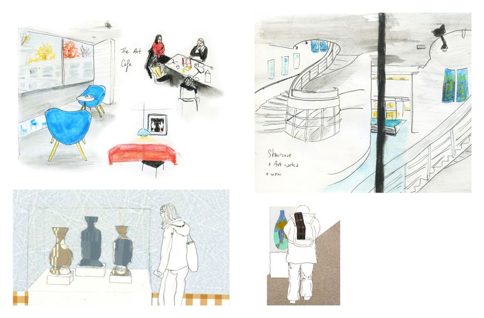 Illustrations of Murray Edwards College interior