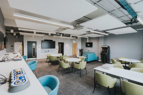 The games lounge in ARU's game development studio, Cambridge