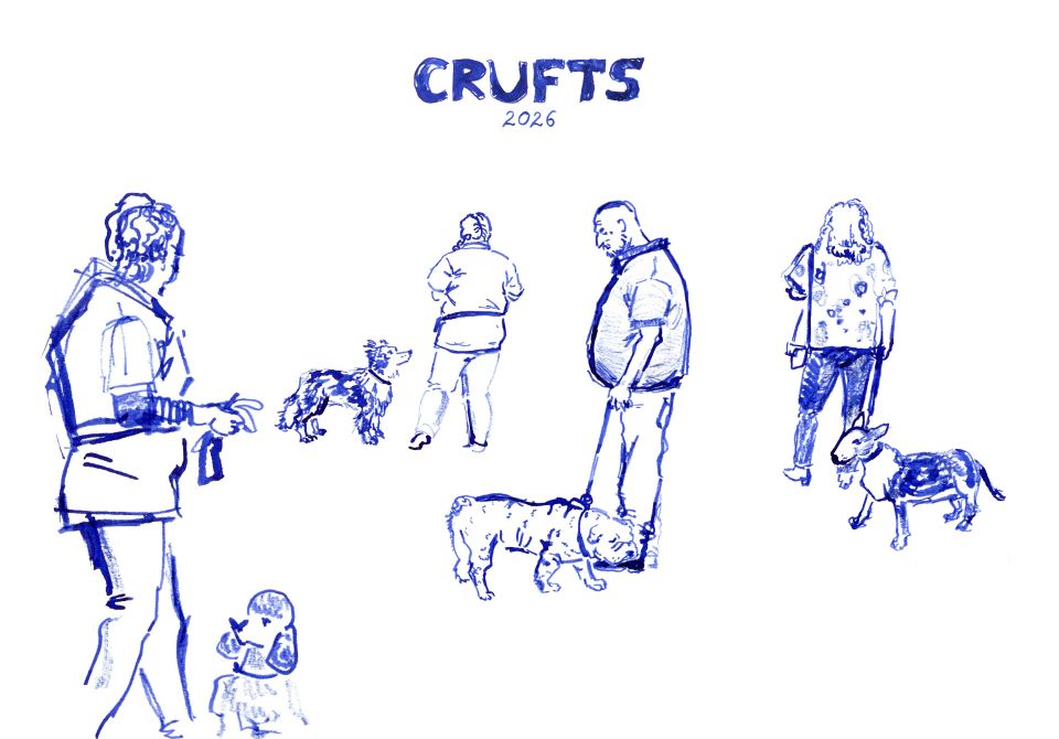 Illustration of people and dogs at Crufts 2026