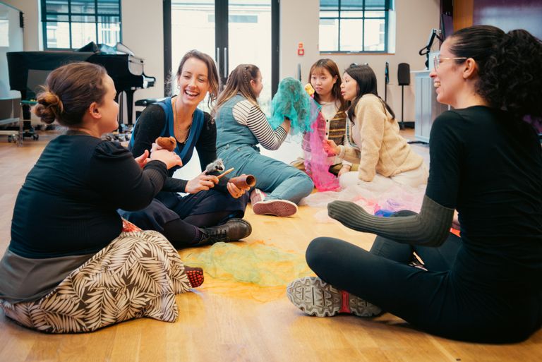 A group of people playing