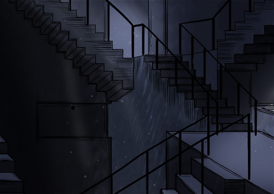 Illustration of dark staircase