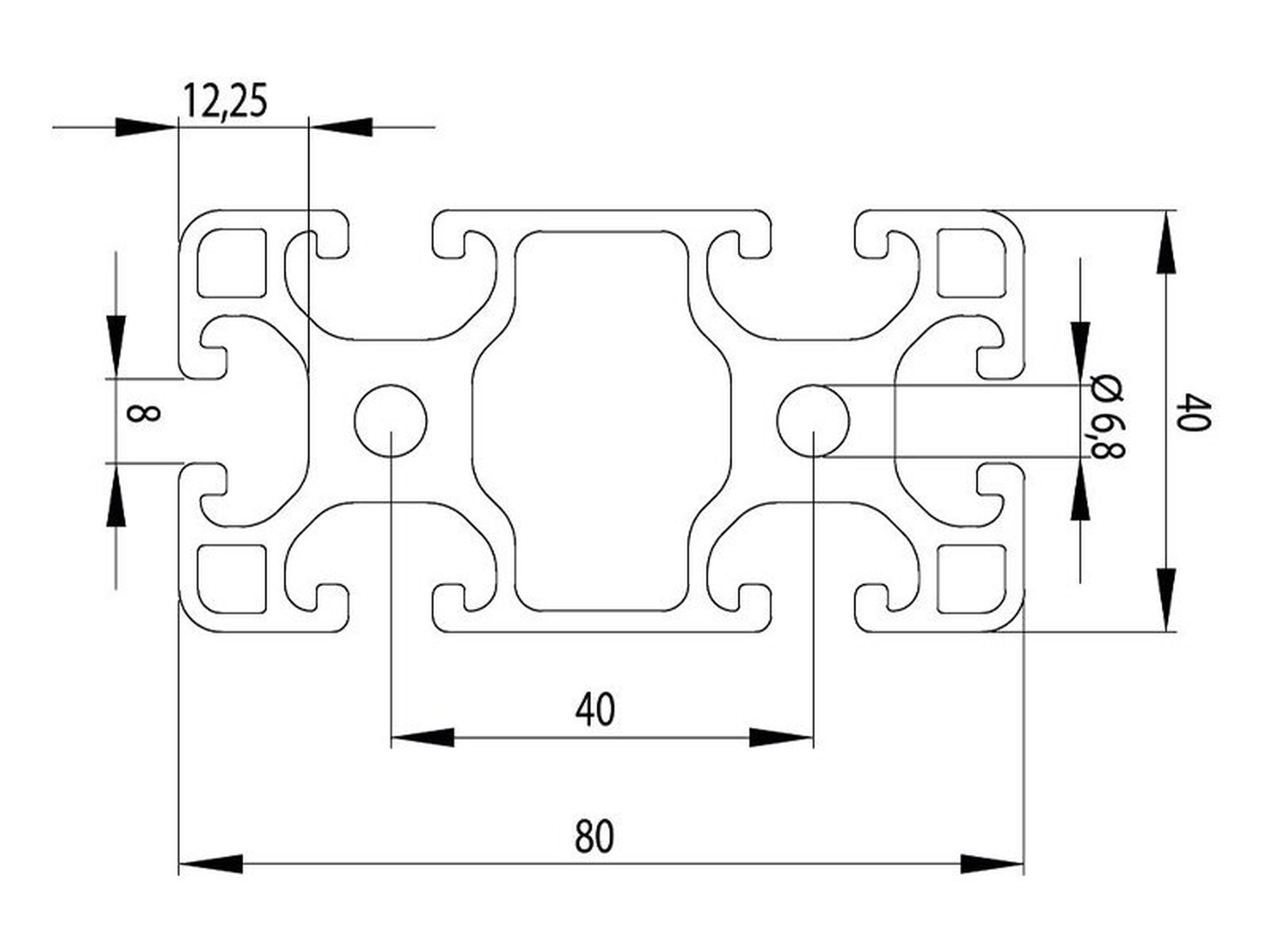 Aluminum Strut Profile 40x80