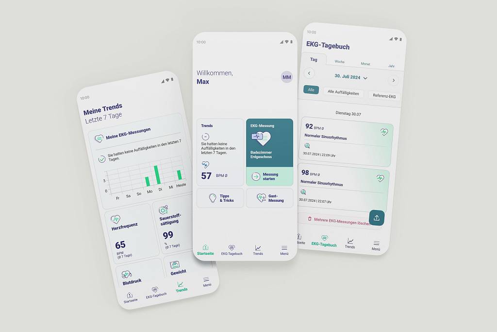 Hamberger EKG Screens der App