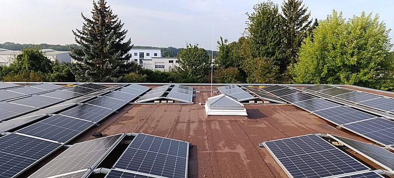 Roof with a PV system on it.