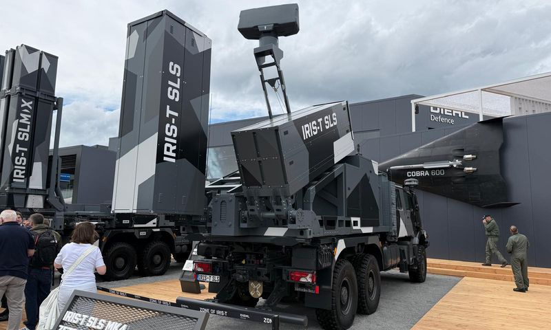 A full-scale model of a military vehicle.