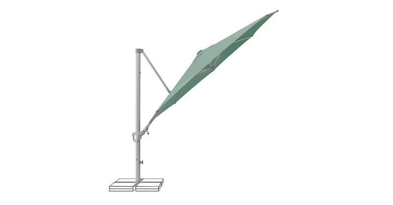 Der Sonnenschirm geöffnet.