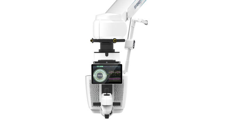 A close-up of the Bausch+Lomb laser eye surgery machine.