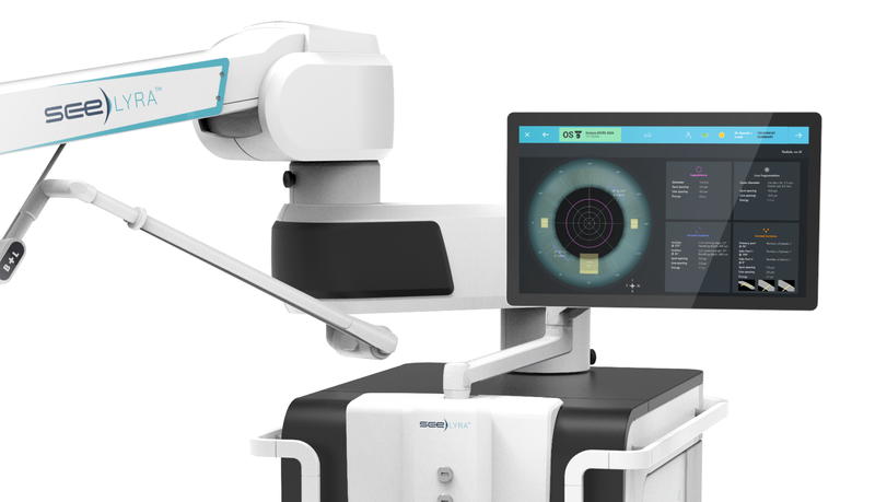 A close-up of the Bausch+Lomb laser eye surgery machine.
