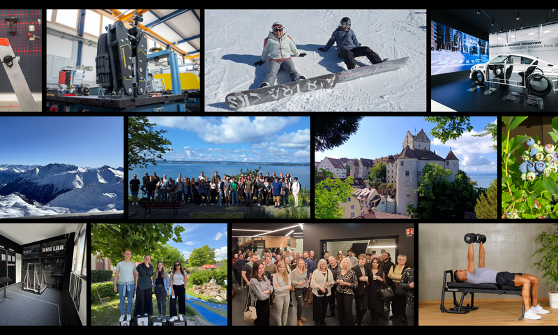 A collage of various photographs showing either employees or projects of the Busse company.