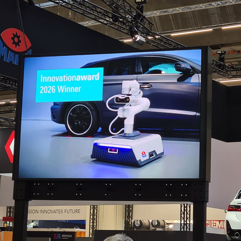 Ein Bildschirm auf welchem gezeigt wird, dass MAHA den Innovation Award 2026 gewonnen hat.