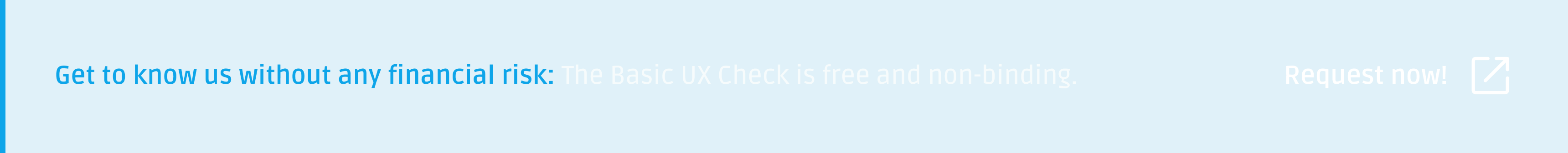 Blue ad offering a free UX check, promising a detailed analysis within two weeks. Button reads