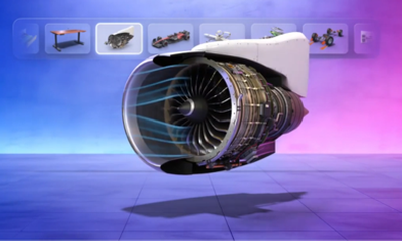 A 3D model floating in the room.