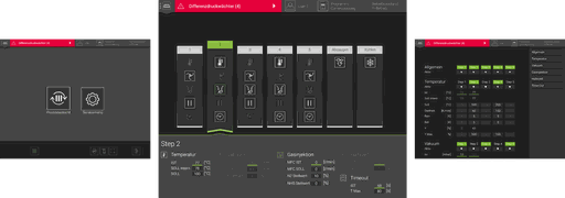 Several screens of the automatic soldering machine.