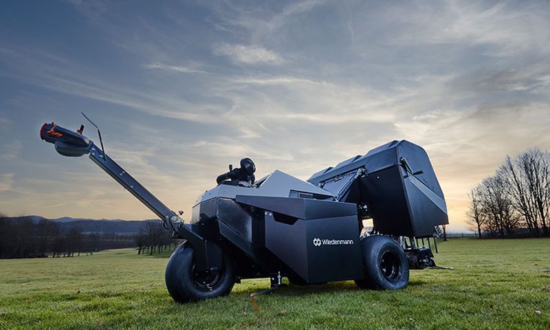 The high-performance aerator is situated in a meadow.