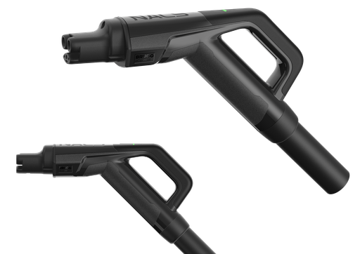 The NACS connector from two different angles.