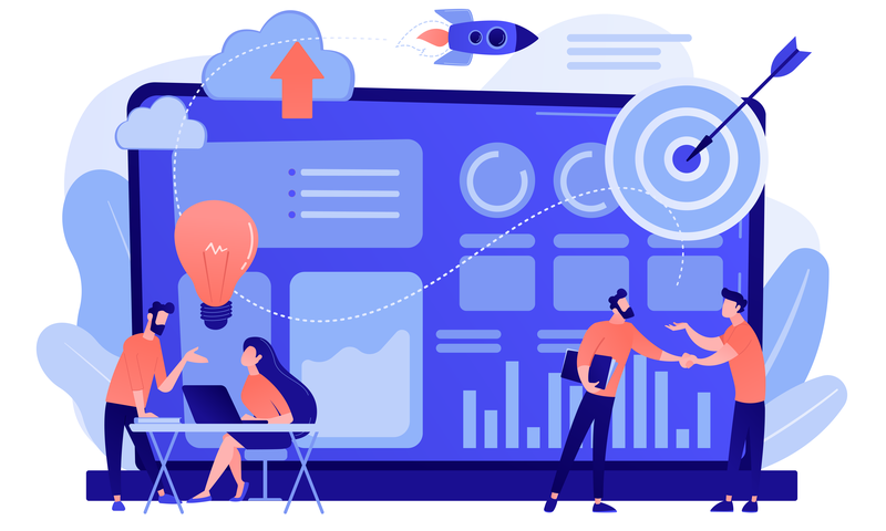 Drawing of people engaged in strategic consultation.