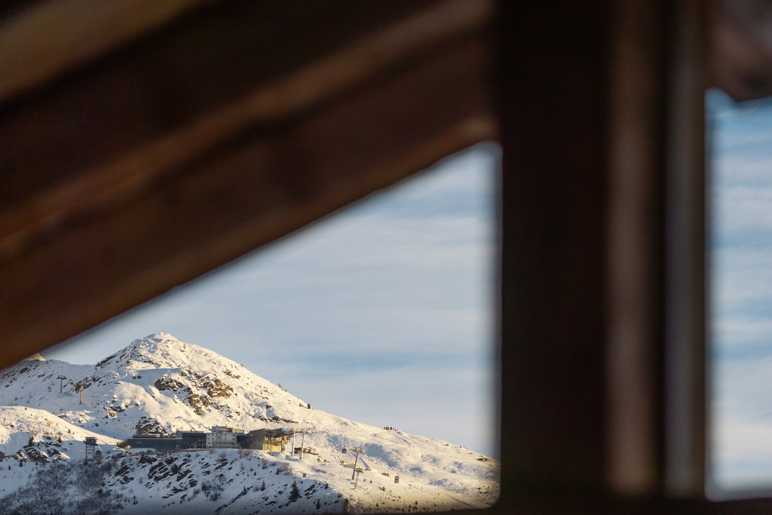 Ruinettes Verbier through a chalet window