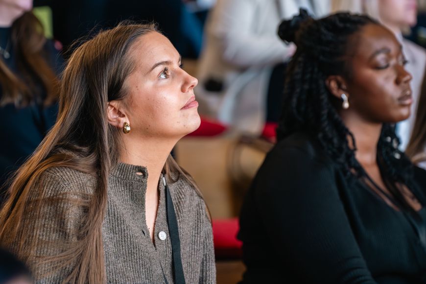 Two women at a conference