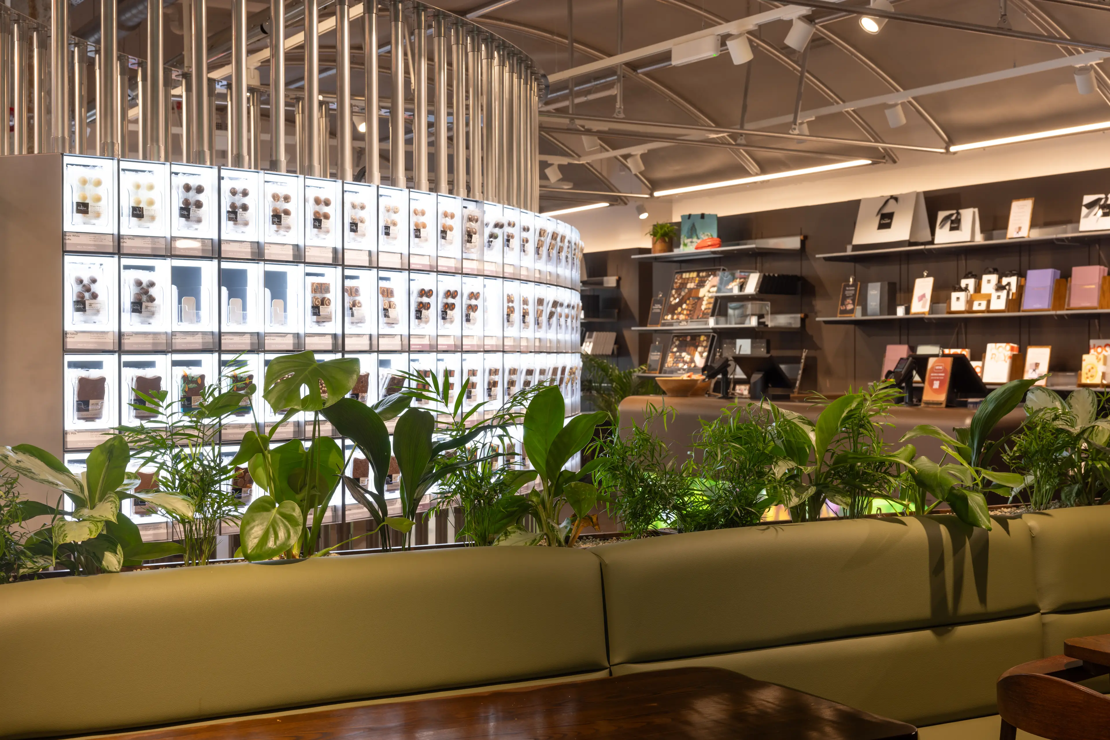 Furniture planters in a retail store