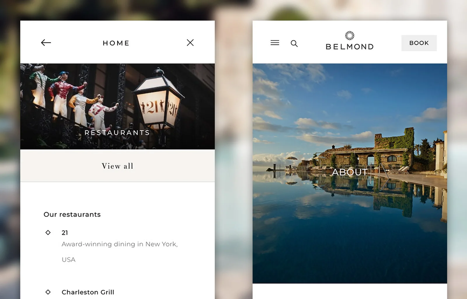 Screenshot of Belmond website in mobile