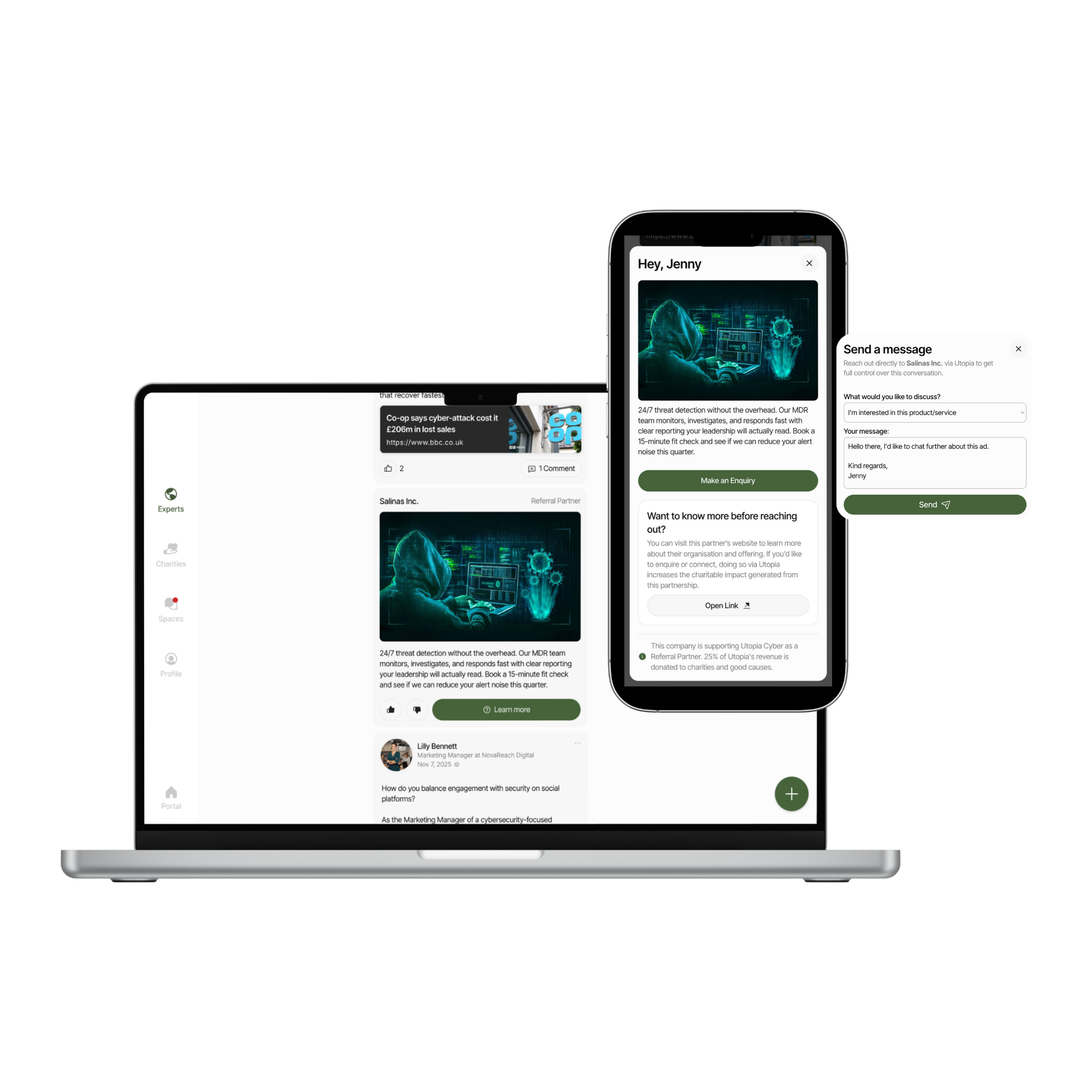 Utopia Cyber platform on multiple devices