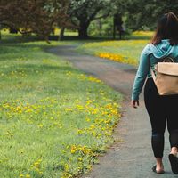 Woman walking in the park.