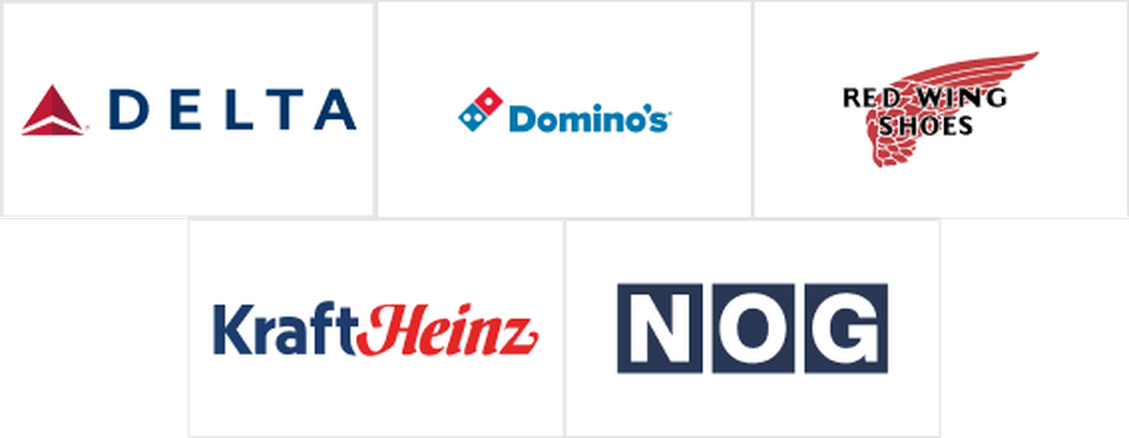 Delta, Domino's, Red Wing Shoes, KraftHeinz, NOG