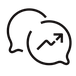 Chat icon with upward arrow, symbolizing employee engagement and communication growth.