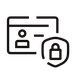 Minimalist icon of a user profile with a padlock, symbolizing privacy and self-service features.