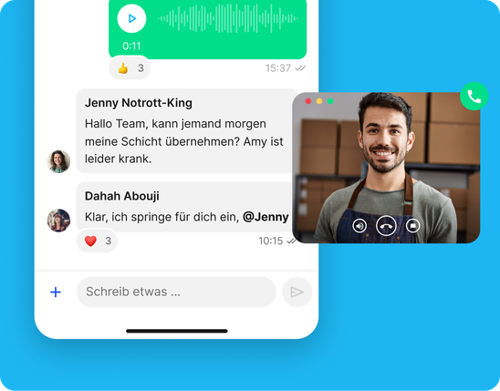 Mitarbeiterplattform: Chat, Videoanruf, Flip Flows, Mitarbeiter App, Employee Experience Platform.