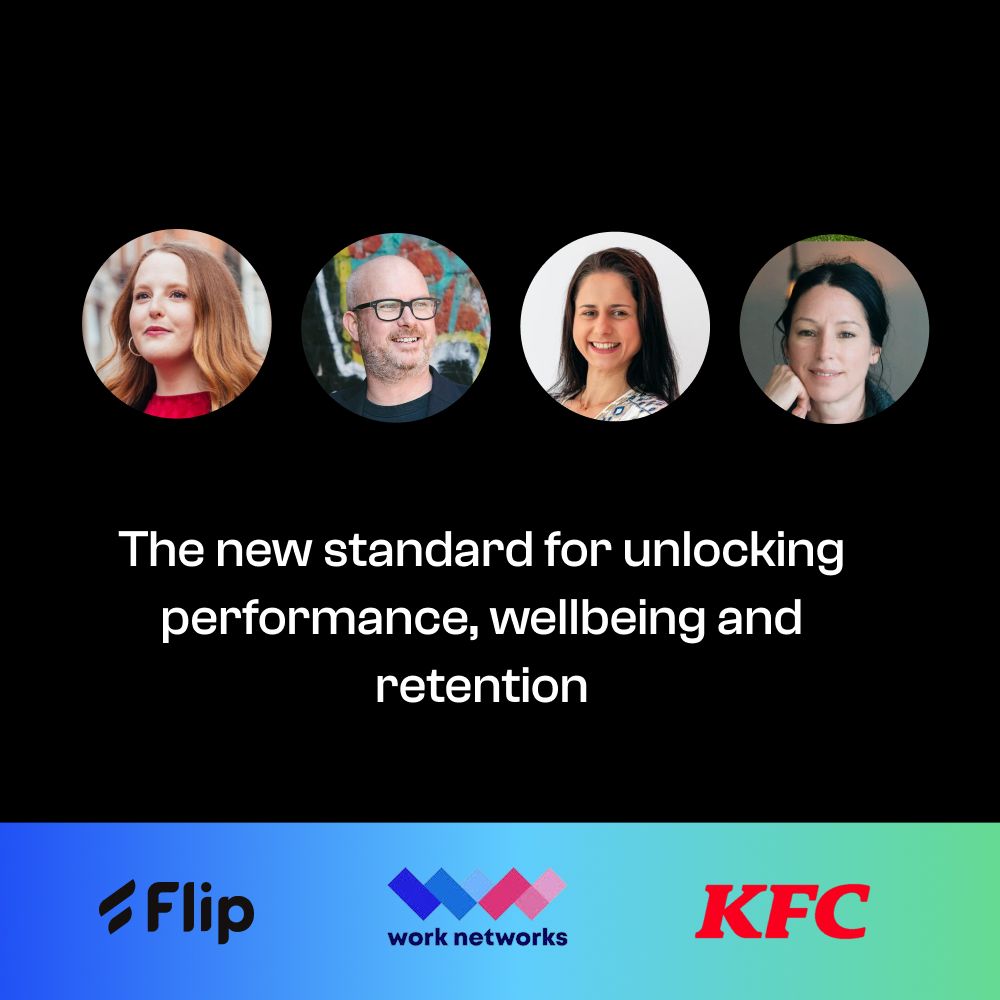 Four people with text: The new standard for unlocking performance, wellbeing and retention.