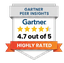 Gartner Peer Insights: 4.7 out of 5, Highly Rated badge.