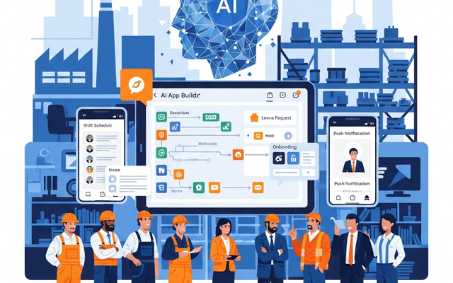 AI App Builder interface for employee apps in HR and Ops.