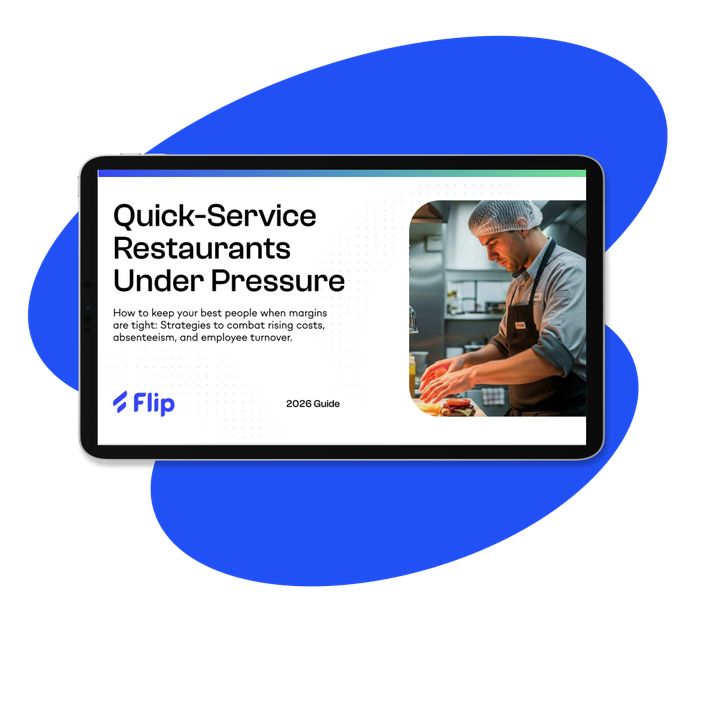 Guide cover titled Quick-Service Restaurants Under Pressure with a chef in the kitchen.