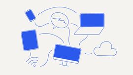 Minimalist illustration of digital connectivity: devices, cloud, and WiFi, symbolizing Intranet.