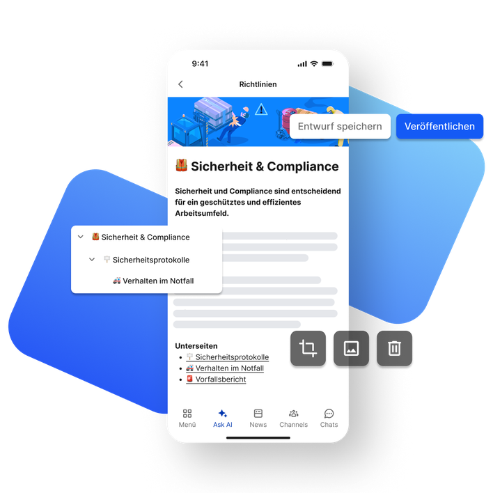 Mitarbeiterplattform mit HR-Portal, Employee App, Flip Flows, Agentic AI für die Frontline, Intranet.