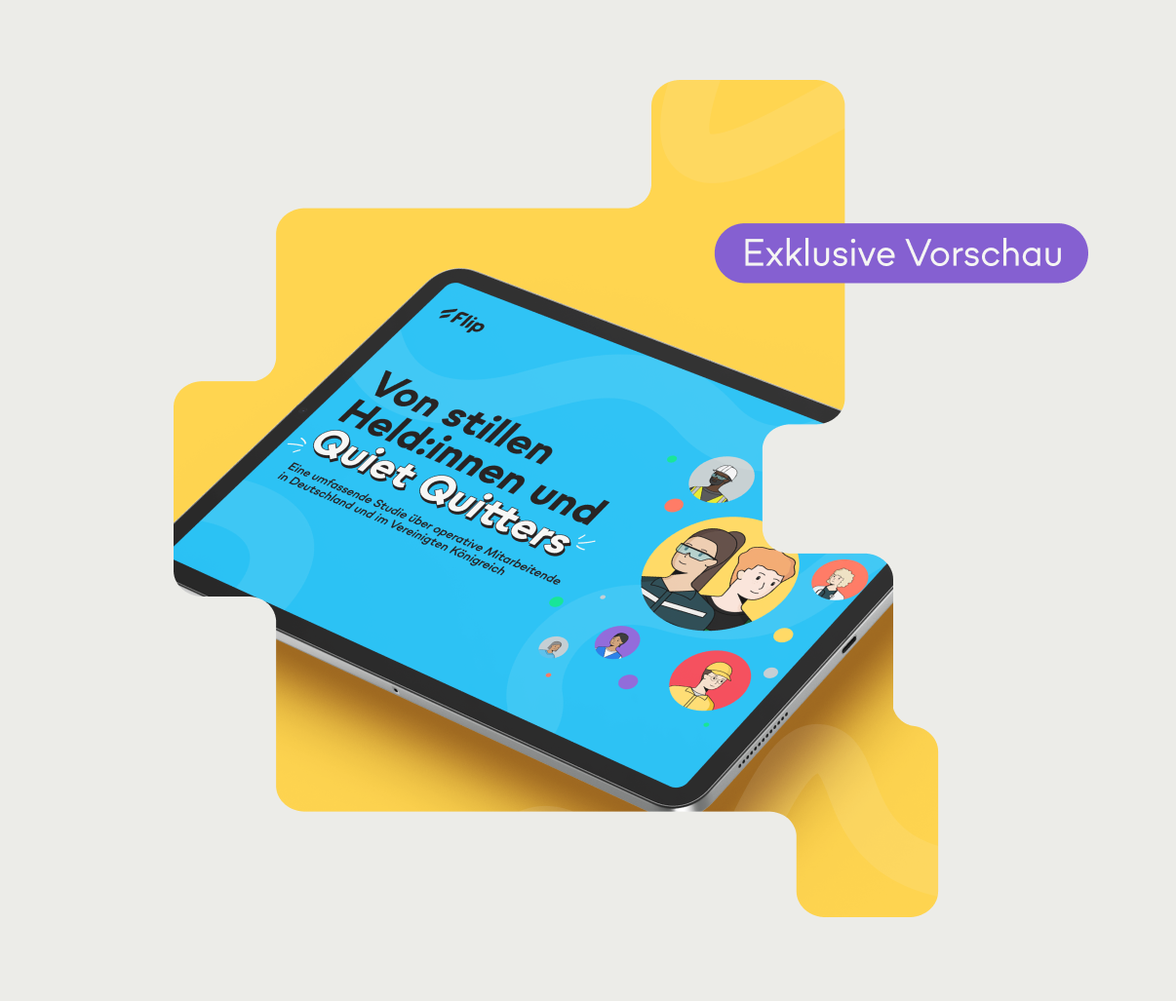 Tablet mit Flip Mitarbeiterplattform, Von stillen Held:innen und Quiet Quitters, Exklusive Vorschau.