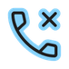 Phone icon with a cross mark, indicating a missed call.